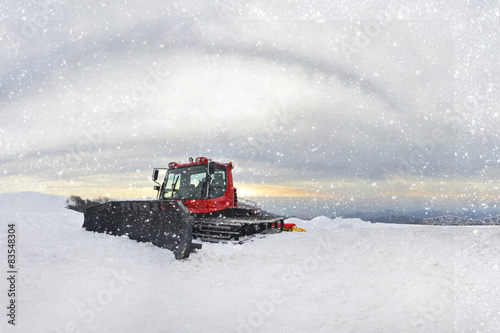 Stock Photo - Tractor cleaning snow outdoors