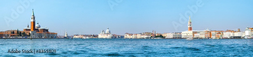 Panoramic view of best landmarks in Venice, Italy