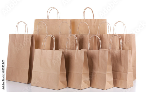 Paper shopping bags close up