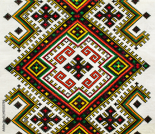 The traditional ukrainian national embroidery on linen