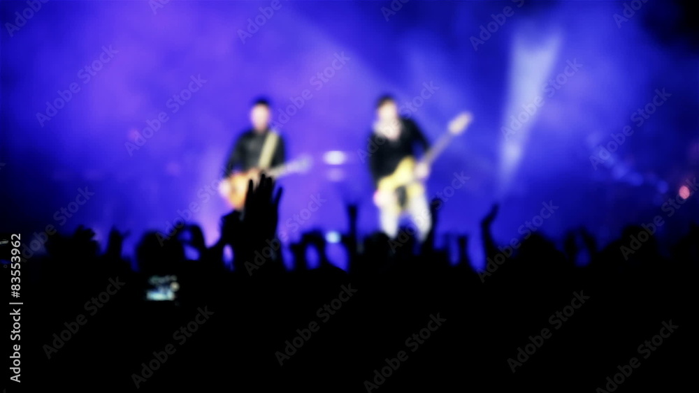 Rock guitarist band on open air live music show cheering crowd Rock guitarist band on open air live music show cheering crowd