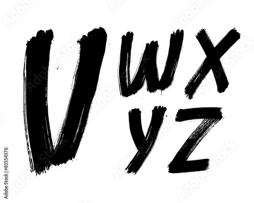 Hand written brush font type alphabet. Detailed vector
