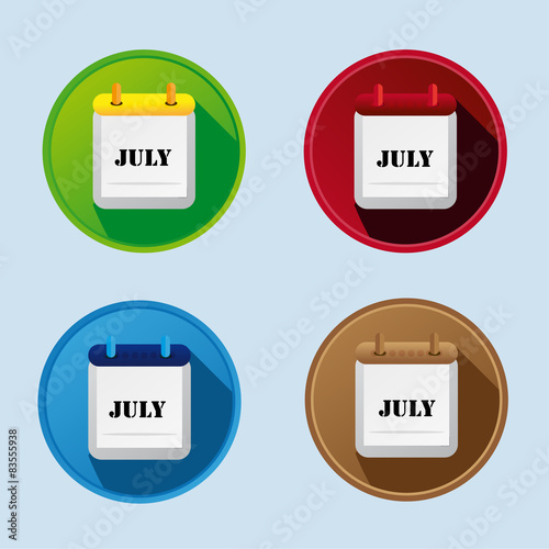 Calendar Flat Icon With More Variants July