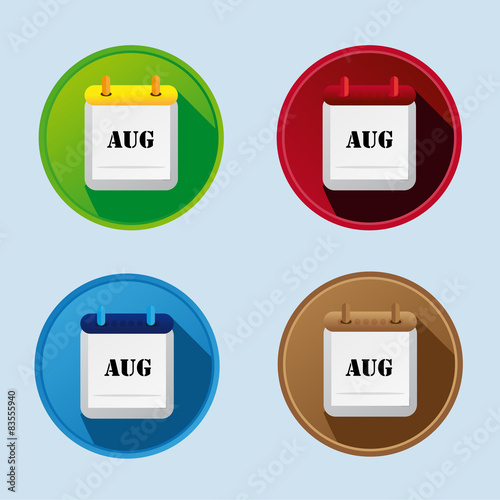 Calendar Flat Icon With More Variants August