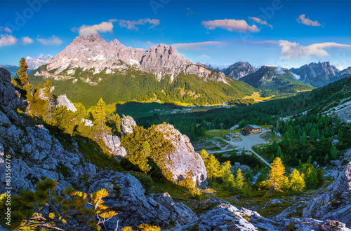 Colorful summer morning on the Cristallo group range photo