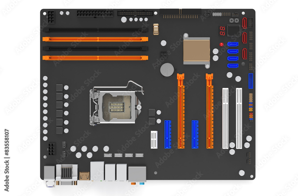 computer motherboard top view computer motherboard top view