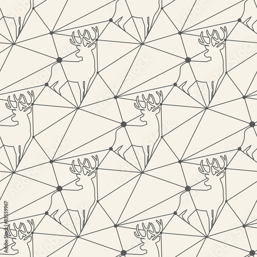 Seamless deer line pattern tile background geometric