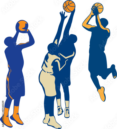 Basketball Player Shoot Ball Retro Collection