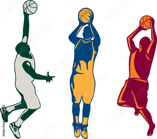 Basketball Player Shooting Retro Collection
