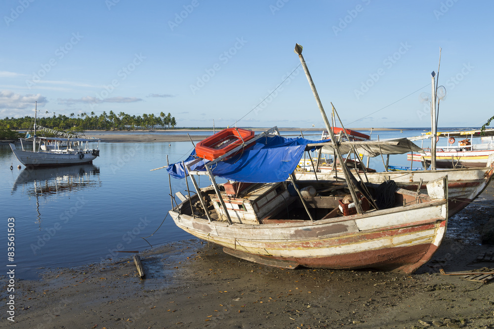 Brazilian Boats Low Tide Nordeste Bahia