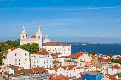 Lisbon rooftop from Sao Jorge castle viewpoint in Portugal