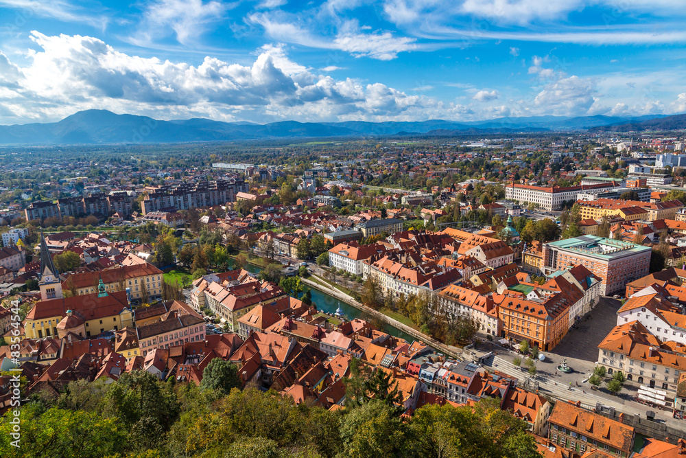 Fototapeta premium Aerial view of Ljubljana in Slovenia