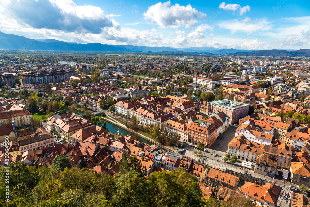 Fototapeta premium Aerial view of Ljubljana in Slovenia