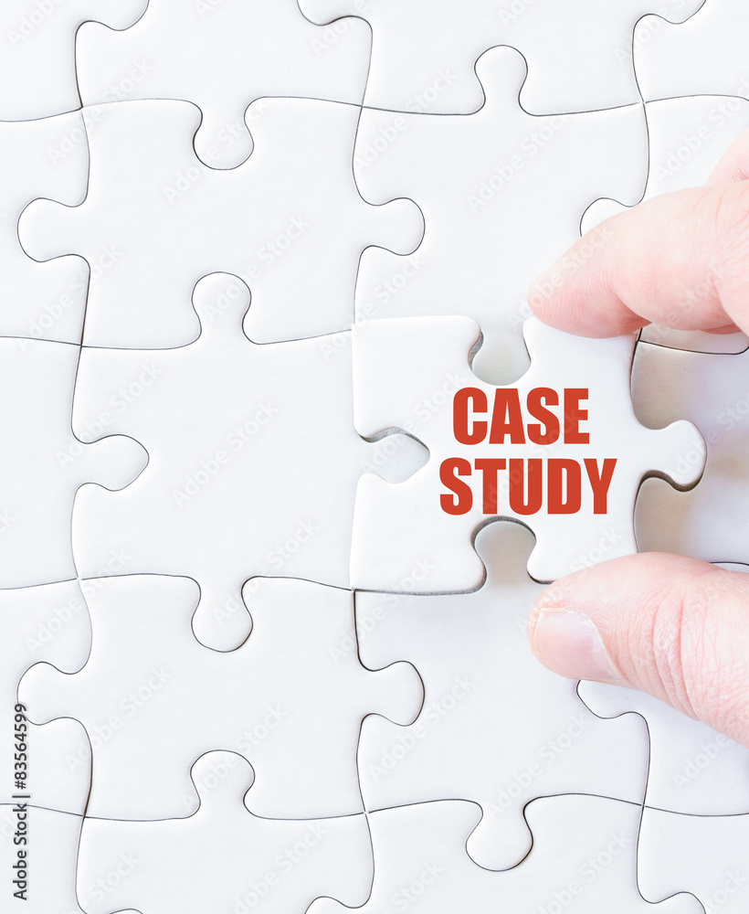 Missing jigsaw puzzle piece with word CASE STUDY