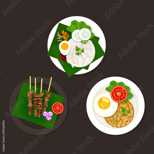 indonesian malaysian food nasi goreng lemak sate 