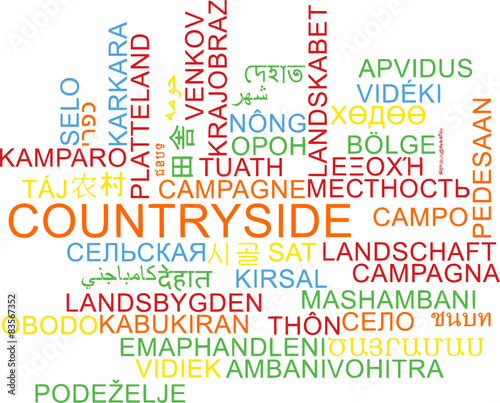 Countryside multilanguage wordcloud background concept