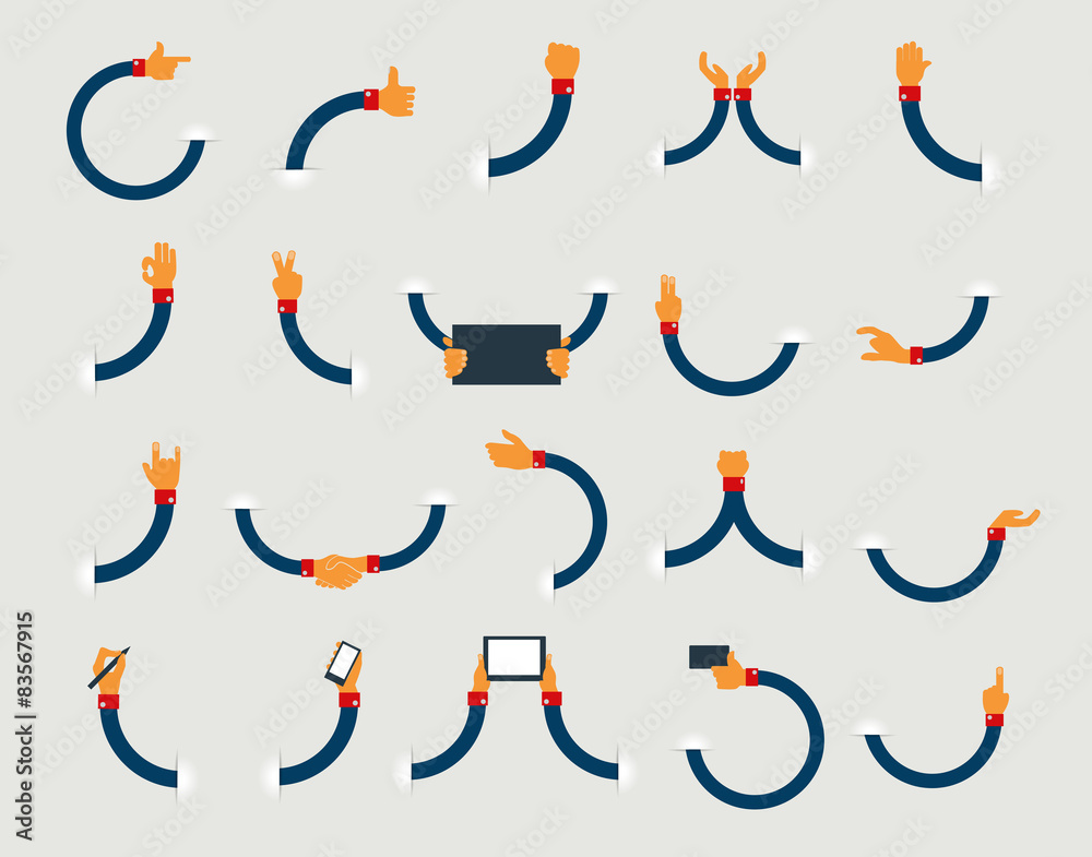Vector set of flat hand icons design Vector set of flat hand icons design