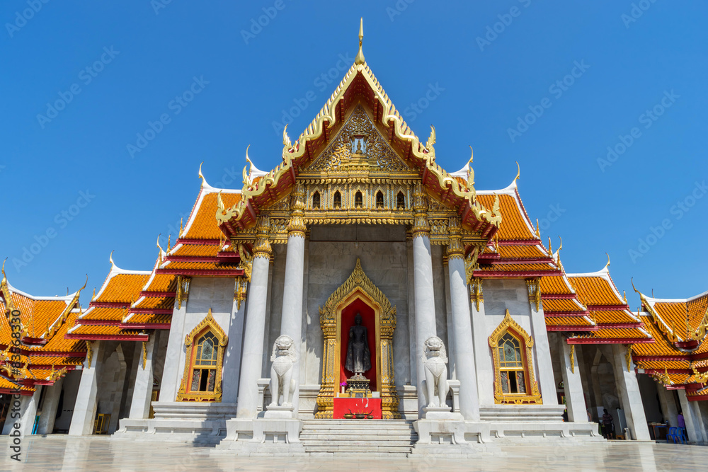 Marble temple is landmark of Bangkok, Thailand