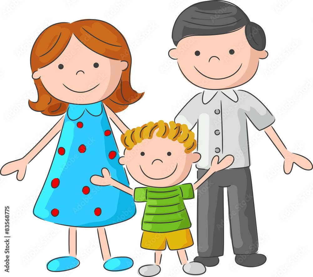 Happy family sketch.vector illustration Happy family sketch.vector illustration