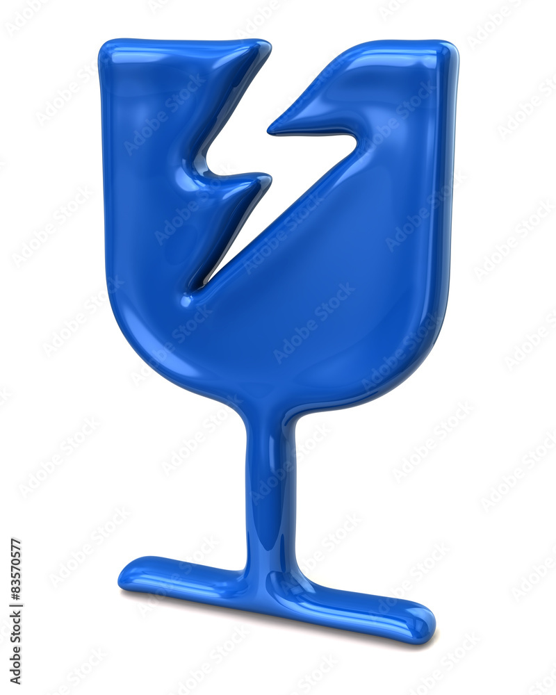 Blue fragile icon on white background Blue fragile icon on white background