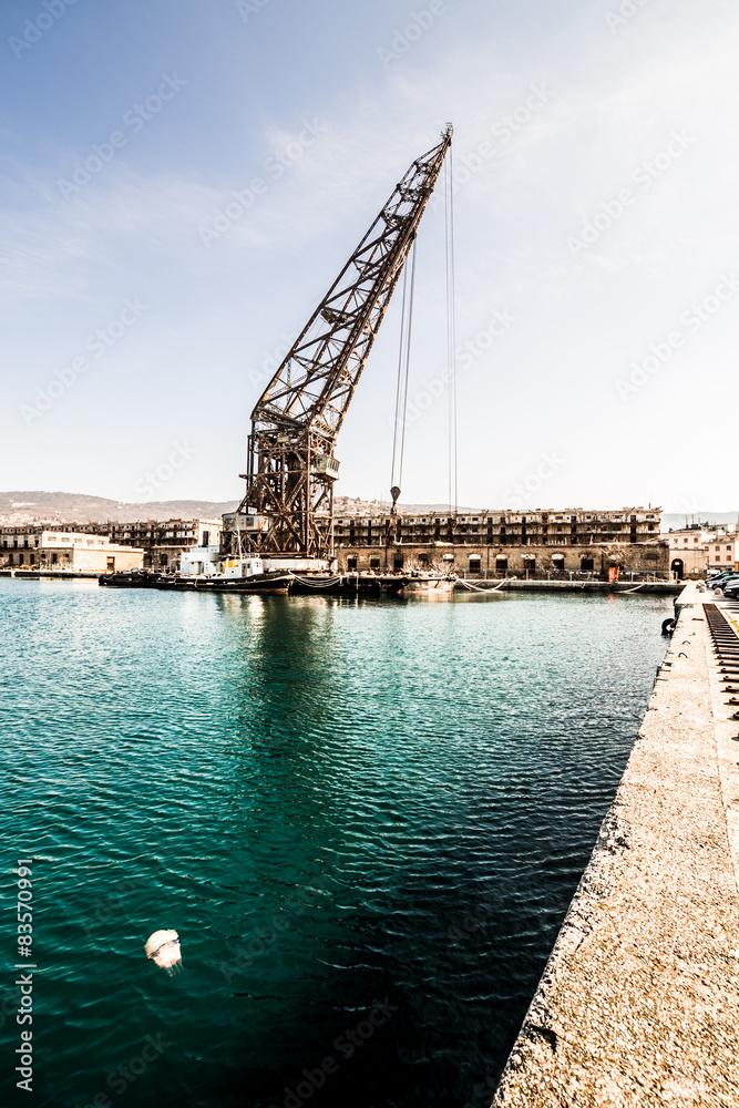 An old crane in the port of Trieste