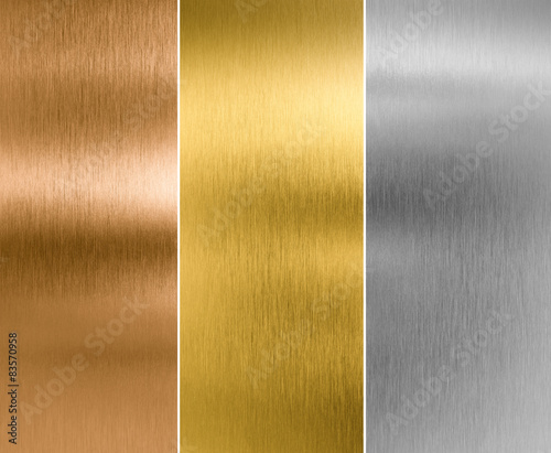 silver, gold and bronze metal texture backgrounds photo