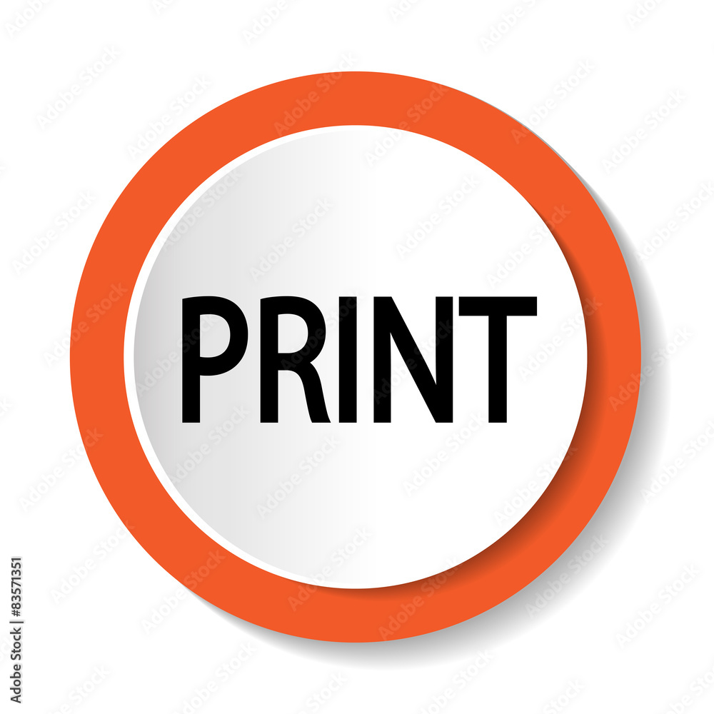 Круглый векторный значок с надписью PRINT Круглый векторный значок с надписью PRINT
