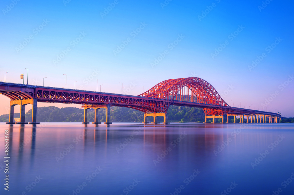 Banghwa bridge and han river in Seoul,Korea