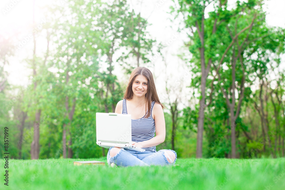 student girl with laptop computer student girl with laptop computer