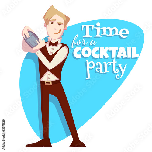 Vector illustration of barman for cocktail party