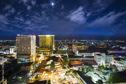 Top view of Chiangmai city Scape at Night, Thailand
