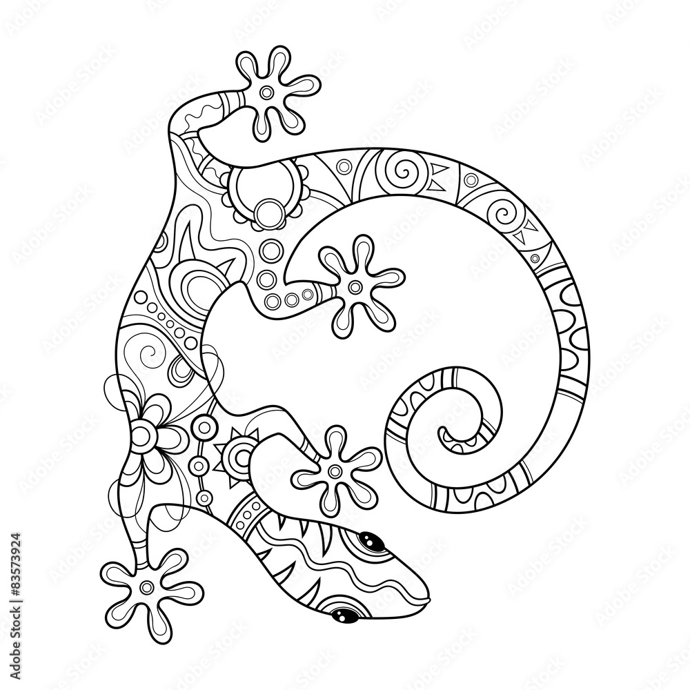 Naklejka premium Vector Tribal Decorative Lizard. Patterned Design, Tattoo