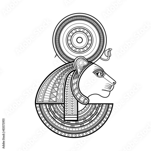 Vector God of ancient Egypt. Sekhmet