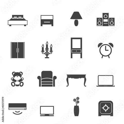 Bedroom icon set