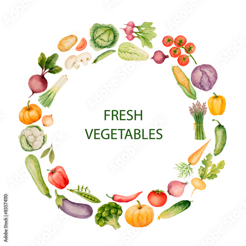 Set of watercolor vegetables.
