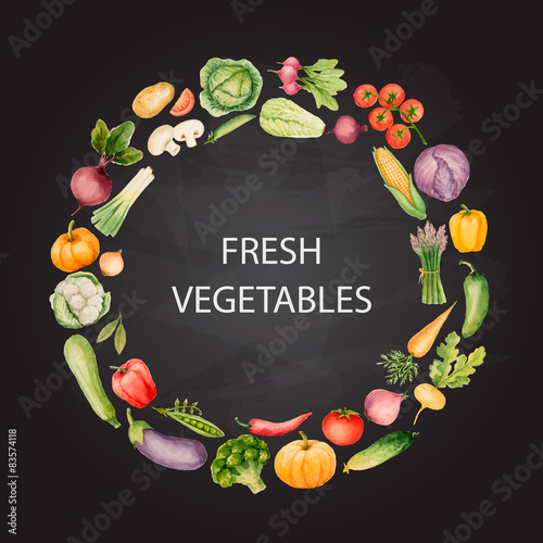 Set of watercolor vegetables.