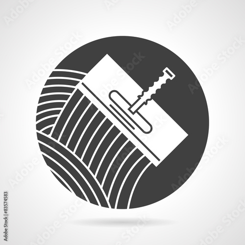 Tile trowel black round vector icon