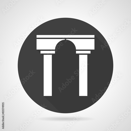 Arch with pillars black round vector icon
