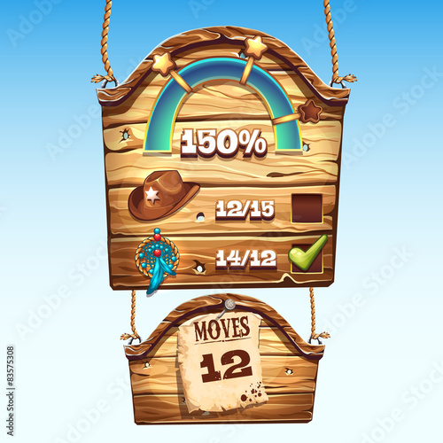 Set of wooden boxes to the user interface for a computer game