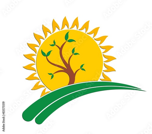 Sun logo with a tree.