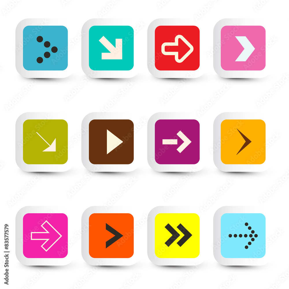 Vector Application Icons - Arrows in Paper Cut Squares Set Vector Application Icons - Arrows in Paper Cut Squares Set