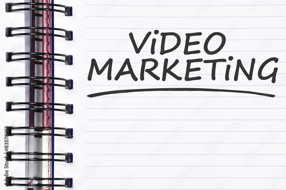 video marketing words on spring note book