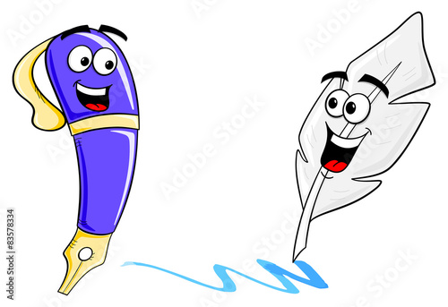 Cartoon Tintenfüller und Schreibfeder