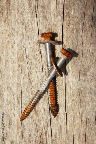 Old screws on old wood