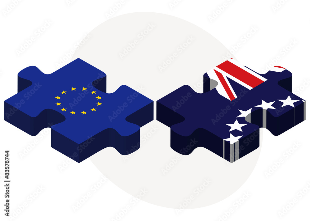 Obraz premium European Union and Cook Islands Flags in puzzle