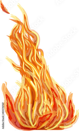 bright orange and yellow flame on white