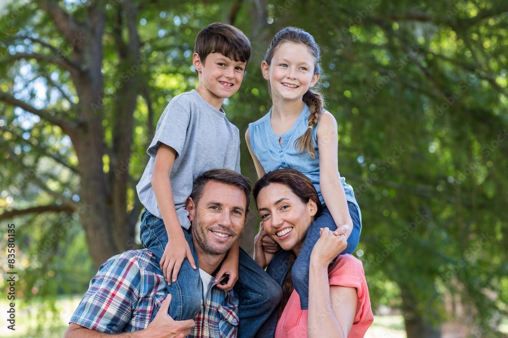 Happy family in the park together Happy family in the park together