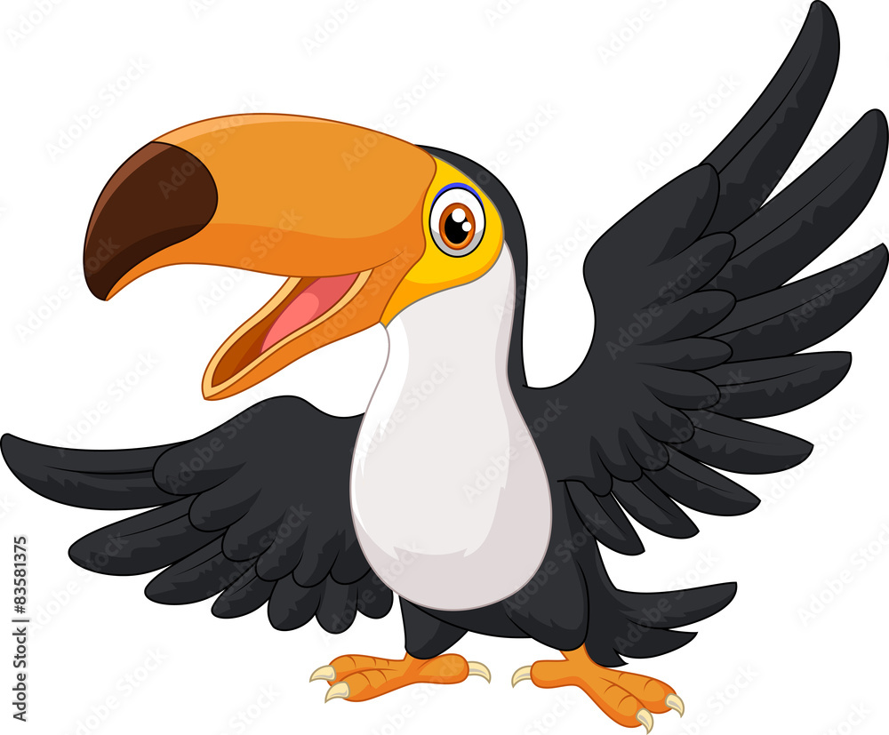 Naklejka premium Cartoon happy bird toucan