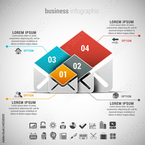 Business infographic made of envelopes.