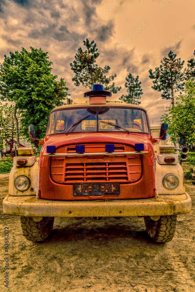 Old fire truck HDR shooting